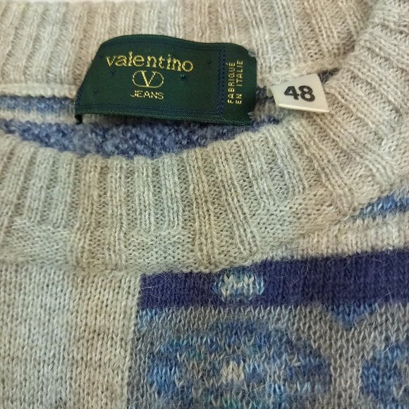 Valentino Geometric Mohair Wool Blend Mens Sweater (IT 48/US 12 - XL) - Picture 3 of 9